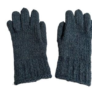 Women's Chunky Gray Blue Wool Hand Knit Cold Weather Gloves, Large
